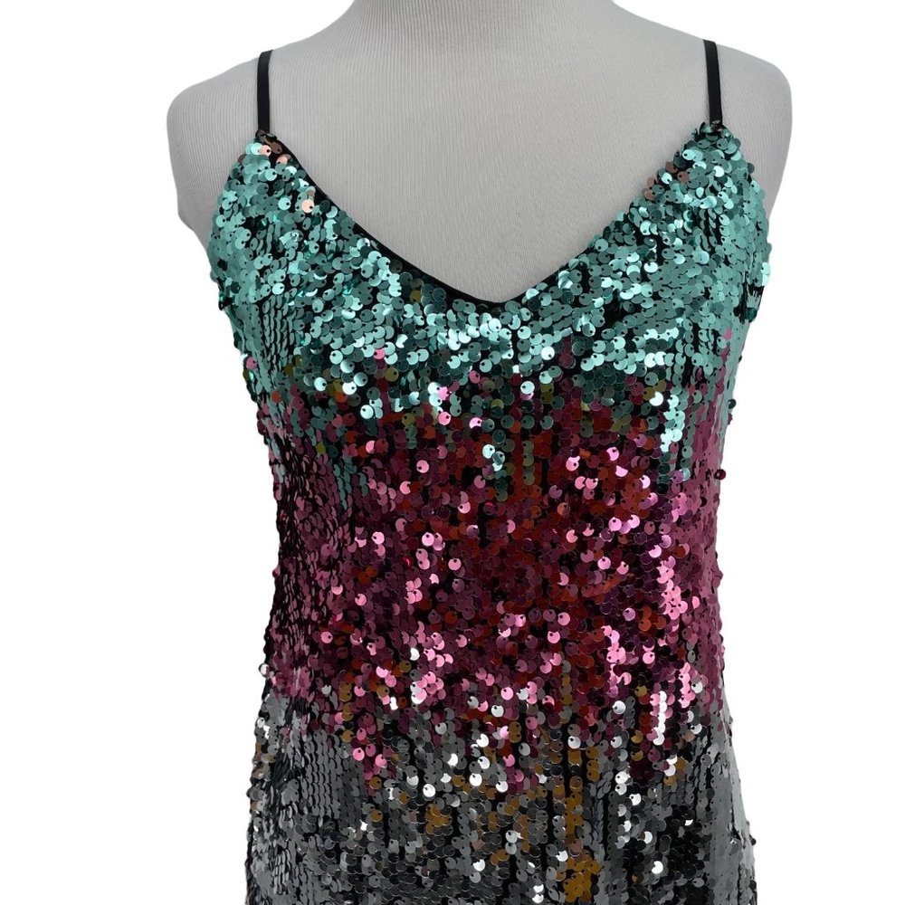 Express Size X-Small Multicolor Sequined Mini Dress Cocktail Party Bling Sparkly - Picture 2 of 7